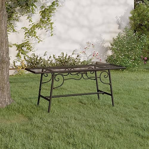 WDGJJFECNMUEHI Baumbank 110 cm Schwarz Stahl Garden Bench Outdoor Seating for Patio Terrace Rustproof Steel Tree Bench with Spacious Seat Area Weather Resistant Durable von WDGJJFECNMUEHI