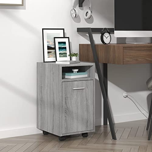 WDGJJFECNMUEHI Beistellschrank mit Rollen Grau Sonoma 33x38x60cm Holzwerkstoff Sideboard Schrank mit Lenkrollen Mobiler Bar Schrank fur Wohnzimmer Getranke Lagerung von WDGJJFECNMUEHI