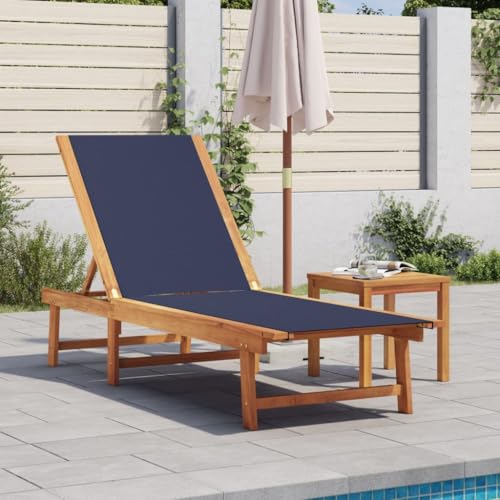 WDGJJFECNMUEHI Blue Sun Lounger with Adjustable Backrest - Solid Acacia Wood Textilene Fabric Weather-Resistant Outdoor Lounge Chair for Poolside, Garden, Patio Max Load 110kg - Easy Assembly WDGJJFECNMUEHI Blue Sun Lounger with Adjustable Backrest - Solid Acacia Wood Textilene Fabric Weather-Resistant Outdoor Lounge Chair for Poolside, Garden, Patio Max Load 110kg - Easy Assembly von WDGJJFECNMUEHI