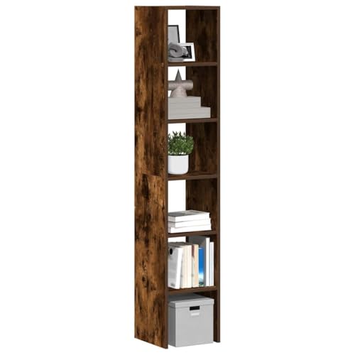WDGJJFECNMUEHI Bücherregale 2 STK. Stapelbar Räuchereiche 30x30x80 cm, Space Saving Bookshelf with Multiple Storage Shelves for Living Room Bedroom Office, Durable Engineered Wood Organizer Rack von WDGJJFECNMUEHI