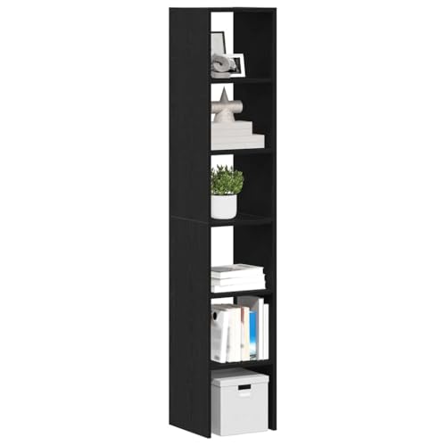 WDGJJFECNMUEHI Bücherregale 2 STK. Stapelbar Schwarz Eichen-Optik 30x30x80 cm | Stauraum Lösung für Wohnzimmer Büro Stabile Regale mit 60kg Tragkraft Einfache Montage & Reinigung von WDGJJFECNMUEHI