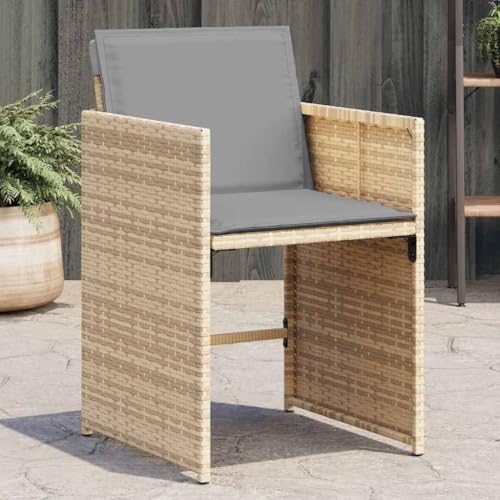 WDGJJFECNMUEHI Camping-stühle gartenstühle klappbarGartenstühle mit Kissen 4 STK. Beigemischung Poly RattanGeeignet für Gärten, Terrassen und Balkone von WDGJJFECNMUEHI