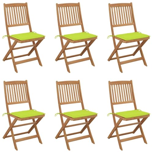 WDGJJFECNMUEHI Camping-stühle gartenstühle klappbarKlappbare Gartenstühle 6 STK. mit Kissen Massivholz AkazieGeeignet für Gärten, Terrassen und Balkone von WDGJJFECNMUEHI