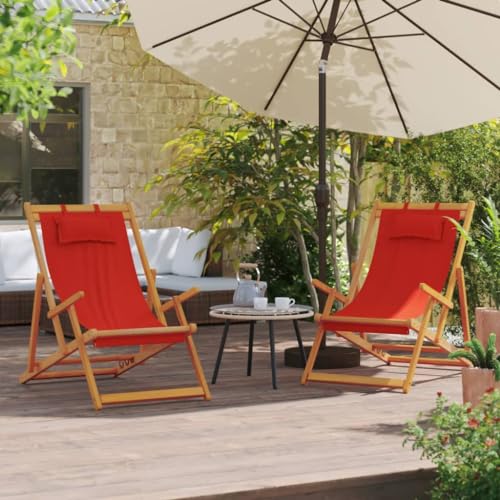 WDGJJFECNMUEHI Camping-stühle gartenstühle klappbarStrandstühle 2 STK. Klappbar Rot StoffGeeignet für Gärten, Terrassen und Balkone von WDGJJFECNMUEHI