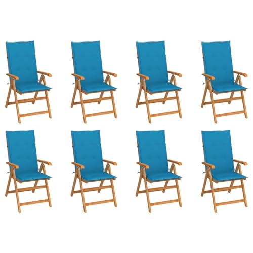 WDGJJFECNMUEHI Camping-stühle gartenstühle klappbarVerstellbare Gartenstühle mit Auflagen 8 STK. Massivholz TeakGeeignet für Gärten, Terrassen und Balkone von WDGJJFECNMUEHI