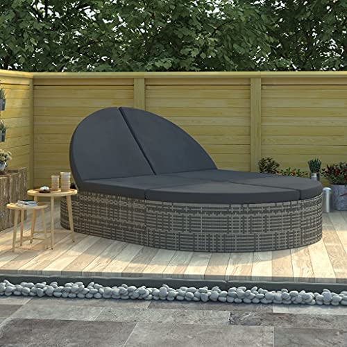 WDGJJFECNMUEHI Doppel-Sonnenliege mit Kissen Outdoor Lounge Set Poly Rattan Grau Gartenmöbel Doppelliege mit Verstellbarer Rückenlehne & Wetterfesten Polstern für Terrasse Balkon Poolbereich WDGJJFECNMUEHI Doppel-Sonnenliege mit Kissen Outdoor Lounge Set Poly Rattan Grau Gartenmöbel Doppelliege mit Verstellbarer Rückenlehne & Wetterfesten Polstern für Terrasse Balkon Poolbereich von WDGJJFECNMUEHI