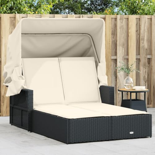 WDGJJFECNMUEHI Double Sun Lounger with Adjustable Canopy & Thick Cushions, PE Rattan Outdoor Daybed for Patio Garden Poolside, Black Weather-Resistant Poly Rattan Furniture WDGJJFECNMUEHI Double Sun Lounger with Adjustable Canopy & Thick Cushions, PE Rattan Outdoor Daybed for Patio Garden Poolside, Black Weather-Resistant Poly Rattan Furniture von WDGJJFECNMUEHI