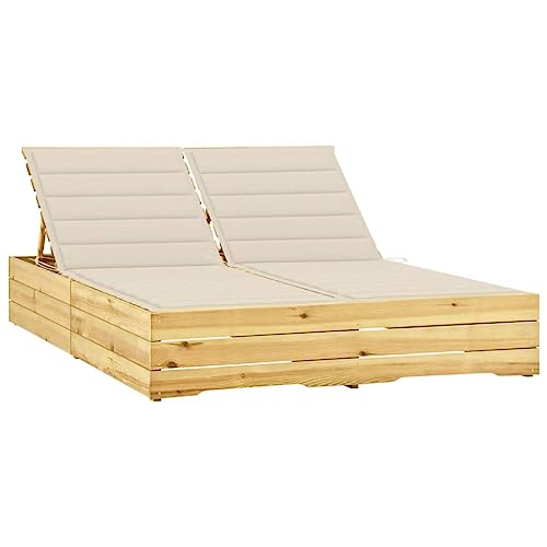 WDGJJFECNMUEHI Double Sun Lounger with Cream Cushions, Adjustable Backrest, Weather-Resistant Treated Pine Wood, Outdoor Garden Poolside Relaxation for 2 Persons, Easy Assembly & Cleaning, 198x135cm WDGJJFECNMUEHI Double Sun Lounger with Cream Cushions, Adjustable Backrest, Weather-Resistant Treated Pine Wood, Outdoor Garden Poolside Relaxation for 2 Persons, Easy Assembly & Cleaning, 198x135cm von WDGJJFECNMUEHI