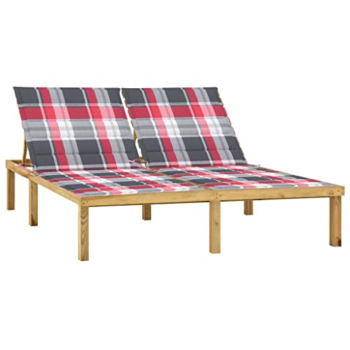 WDGJJFECNMUEHI Double Sun Lounger with Cushions - Weather-Resistant Treated Pine Wood Adjustable Reclining Backrest for 2 Persons - Perfect for Patio Garden Poolside Outdoor Relaxation WDGJJFECNMUEHI Double Sun Lounger with Cushions - Weather-Resistant Treated Pine Wood Adjustable Reclining Backrest for 2 Persons - Perfect for Patio Garden Poolside Outdoor Relaxation von WDGJJFECNMUEHI