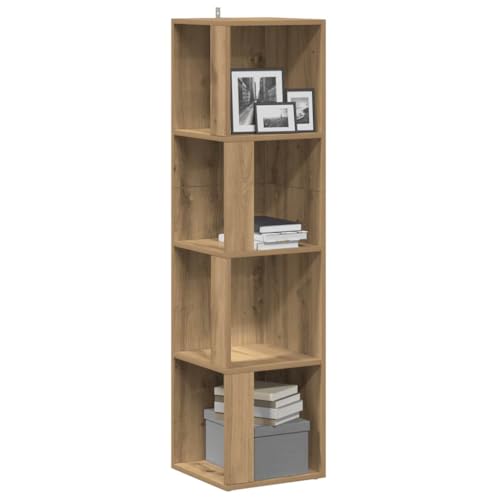 WDGJJFECNMUEHI Eckregal Artisan-Eiche Corner Shelf 33x33x132 cm Wood Storage Cabinet for Living Room Bedroom Office Space Saving Organizer with Wall Mount von WDGJJFECNMUEHI