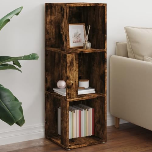 WDGJJFECNMUEHI Eckregal Räuchereiche Corner Shelf 33x33x100 cm Storage Cabinet with 3 Shelves for Living Room Bedroom Office Space Saving Design Durable Holzwerkstoff von WDGJJFECNMUEHI