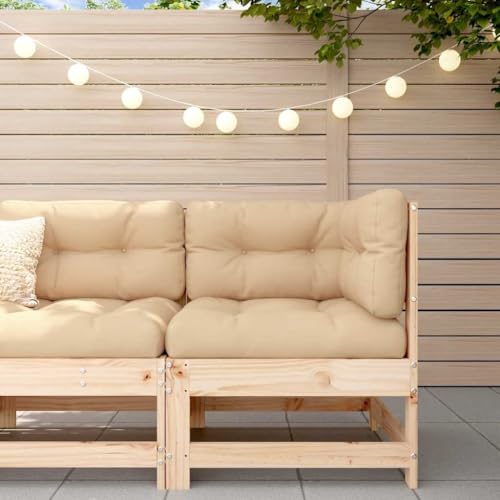WDGJJFECNMUEHI Ecksofa mit Kissen Massivholz Kiefer Outdoor Gartenmöbel Set Eckcouch mit Polster Modulares Design für Terrasse Balkon Garten Lounge Robustes Kiefernholz Bequem von WDGJJFECNMUEHI