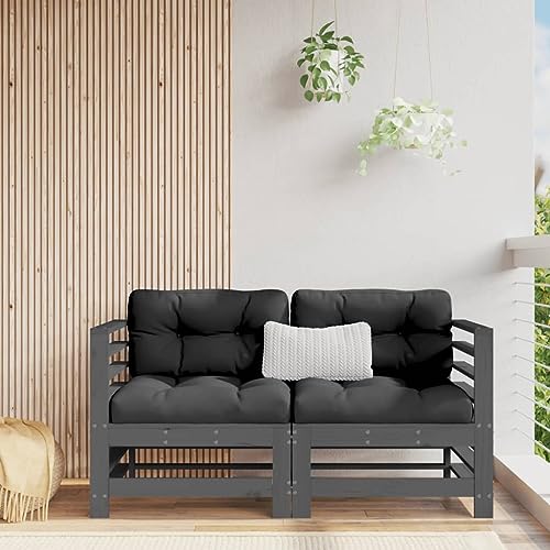 WDGJJFECNMUEHI Ecksofas mit Kissen 2 STK. Grau Massivholz Kiefer Gartenmöbel Set für Terrasse und Balkon, Outdoor Sofa mit Polsterkissen, Robustes Kiefernholz, Modulares Design, 110 kg Tragfähigkeit WDGJJFECNMUEHI Ecksofas mit Kissen 2 STK. Grau Massivholz Kiefer Gartenmöbel Set für Terrasse und Balkon, Outdoor Sofa mit Polsterkissen, Robustes Kiefernholz, Modulares Design, 110 kg Tragfähigkeit von WDGJJFECNMUEHI