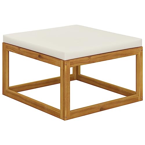 WDGJJFECNMUEHI Fußhocker Outdoor mit Cremeweißem Polster aus Massivholz Akazie - Wetterfestes Gartenmöbel für Terrasse Balkon Robustes Holzgestell mit 6cm Dickem Sitzkissen - Max. 110kg Tragfähigkeit WDGJJFECNMUEHI Fußhocker Outdoor mit Cremeweißem Polster aus Massivholz Akazie - Wetterfestes Gartenmöbel für Terrasse Balkon Robustes Holzgestell mit 6cm Dickem Sitzkissen - Max. 110kg Tragfähigkeit von WDGJJFECNMUEHI