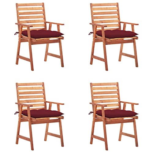 WDGJJFECNMUEHI Garden Chair Balcony Chair Teak Stuhl stühle gartenGarten-Essstühle 4 STK. mit Kissen Massivholz Akazie Geeignet für Gärten, Terrassen und Balkone von WDGJJFECNMUEHI