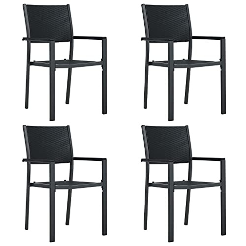 WDGJJFECNMUEHI Garden Chair Balcony Chair Teak Stuhl stühle gartenGartenstühle 4 STK. Schwarz Kunststoff Rattan-OptikGeeignet für Gärten, Terrassen und Balkone von WDGJJFECNMUEHI