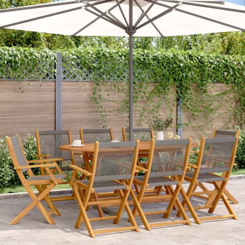 WDGJJFECNMUEHI Garden Chair Balcony Chair Teak Stuhl stühle gartenGartenstühle 8 STK. Klappbar Grau Massivholz AkazieGeeignet für Gärten, Terrassen und Balkone von WDGJJFECNMUEHI