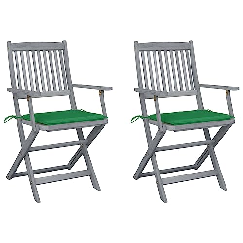WDGJJFECNMUEHI Garden Chair Balcony Chair Teak Stuhl stühle gartenKlappbare Gartenstühle 2 STK. mit Sitzkissen Massivholz AkazieGeeignet für Gärten, Terrassen und Balkone von WDGJJFECNMUEHI
