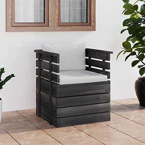 WDGJJFECNMUEHI Garden Chair with Cushion Solid Pine Wood Outdoor Lounge Sessel for Patio Balcony Terrace Rustic Comfortable Modular Furniture Relaxing Modern Design von WDGJJFECNMUEHI
