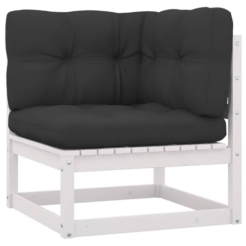 WDGJJFECNMUEHI Garden Corner Sofa with Cushions Solid Pine Wood Outdoor Modular Lounge Set for Patio Balcony Relaxing Comfortable Weatherproof Furniture White Anthracite von WDGJJFECNMUEHI