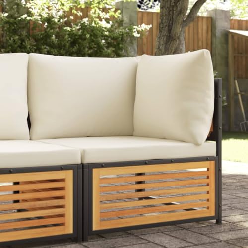 WDGJJFECNMUEHI Garden Corner Sofa with Cushions Solid Wood Acacia Outdoor Patio Furniture Set for Terrace Backyard Lounge Modular Weather-Resistant Comfortable Seating von WDGJJFECNMUEHI