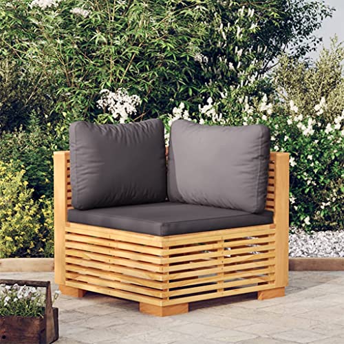 WDGJJFECNMUEHI Garden Corner Sofa with Dark Gray Cushions Solid Teak Wood Outdoor Furniture for Patio Terrace Balcony Waterproof Lounge Set Durable Comfortable Modern Design von WDGJJFECNMUEHI