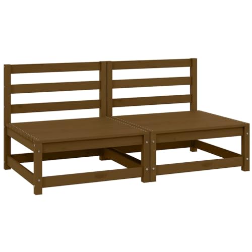 WDGJJFECNMUEHI Garden Modular Sofa Set 2-Piece Honey Brown Solid Pine Wood Outdoor Furniture for Patio, Balcony, Terrace - Durable & Flexible Lounge Seating with Easy Assembly von WDGJJFECNMUEHI