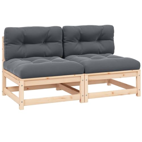 WDGJJFECNMUEHI Garden Modular Sofa Set with Cushions 2-Piece Solid Pine Wood Outdoor Furniture for Patio, Balcony or Terrace - Durable & Weather-Resistant Lounge Seating Anthracite Gray von WDGJJFECNMUEHI