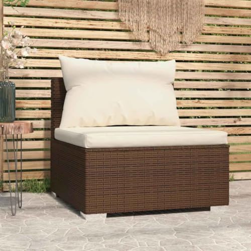 WDGJJFECNMUEHI Garden Modular Sofa Set with Cushions Brown PE Rattan Outdoor Furniture Waterproof Powder-Coated Steel Frame Patio Lounge for Terrace Balcony von WDGJJFECNMUEHI
