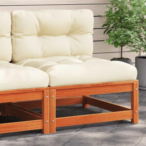 WDGJJFECNMUEHI Garden Sofa Without Armrests with Cushions Wax Brown Solid Pine Wood Outdoor Patio Furniture Set for Terrace Backyard Lounge Relaxation Comfortable Modular Design von WDGJJFECNMUEHI