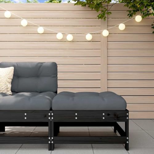 WDGJJFECNMUEHI Garden Stool with Cushion Black Solid Pine Wood - Outdoor Bench for Patio, Terrace Garden Rustic Design with Soft Seat Pad Sturdy Frame Supports 110 kg - Modular Lounge Set Compatible von WDGJJFECNMUEHI