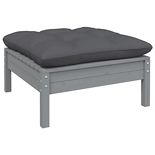 WDGJJFECNMUEHI Garden Stool with Cushion in Grey Solid Pine Wood - Outdoor Modular Hocker for Patio, Balcony Garden Comfortable Seating with Anthracite Pillow Supports 110 kg - Easy Assembly WDGJJFECNMUEHI Garden Stool with Cushion in Grey Solid Pine Wood - Outdoor Modular Hocker for Patio, Balcony Garden Comfortable Seating with Anthracite Pillow Supports 110 kg - Easy Assembly von WDGJJFECNMUEHI