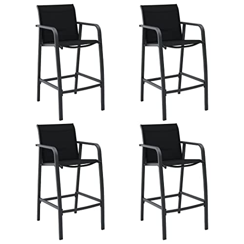WDGJJFECNMUEHI Garten Stuhl stapelstühle Folding chairGarten-Barstühle 4 STK. Schwarz TextileneGeeignet für Gärten, Terrassen und Balkone von WDGJJFECNMUEHI