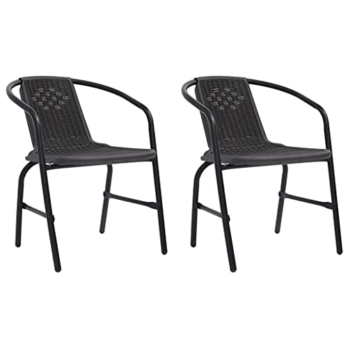 WDGJJFECNMUEHI Garten Stuhl stapelstühle Folding chairGartenstühle 2 STK. Kunststoff Rattan-Optik und Stahl 110 kg Geeignet für Gärten, Terrassen und Balkone von WDGJJFECNMUEHI