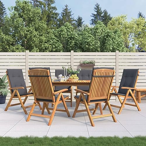 WDGJJFECNMUEHI Garten Stuhl stapelstühle Folding chairGartenstühle mit Kissen 6 STK. Massivholz TeakGeeignet für Gärten, Terrassen und Balkone von WDGJJFECNMUEHI