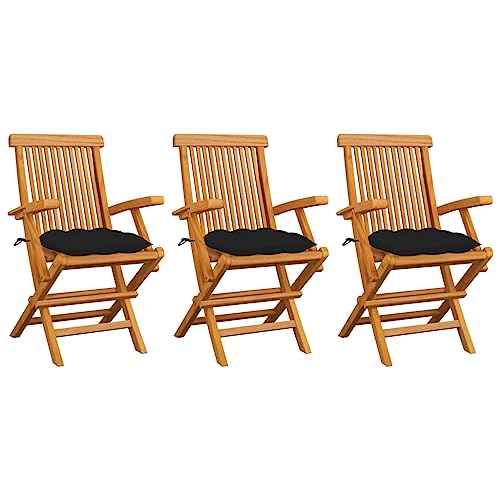 WDGJJFECNMUEHI Garten Stuhl stapelstühle Folding chairGartenstühle mit Schwarzen Kissen 3 STK. Massivholz TeakGeeignet für Gärten, Terrassen und Balkone WDGJJFECNMUEHI Garten Stuhl stapelstühle Folding chairGartenstühle mit Schwarzen Kissen 3 STK. Massivholz TeakGeeignet für Gärten, Terrassen und Balkone von WDGJJFECNMUEHI