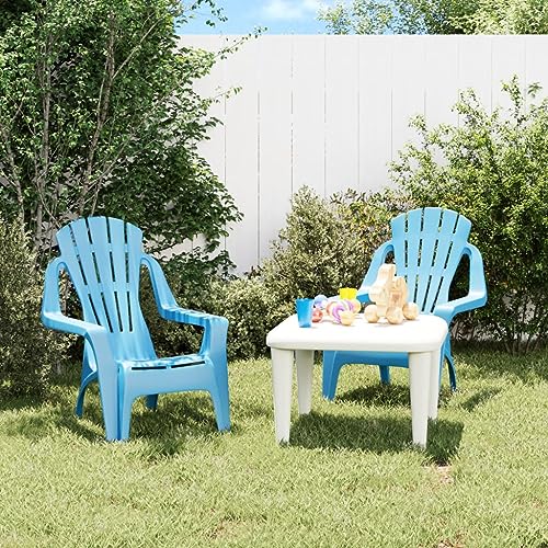 WDGJJFECNMUEHI Garten Stuhl stapelstühle Folding chairKinder-Gartenstühle 2 STK. Blau 37x34x44 cm PP HolzoptikGeeignet für Gärten, Terrassen und Balkone von WDGJJFECNMUEHI