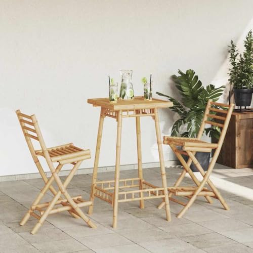 WDGJJFECNMUEHI Garten Stuhl stapelstühle Folding chairOutdoor-Barhocker mit Fußstützen 2 STK. Klappbar BambusGeeignet für Gärten, Terrassen und Balkone von WDGJJFECNMUEHI