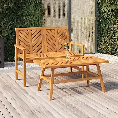 WDGJJFECNMUEHI Gartenbank 109 cm Massivholz Akazie Outdoor Garden Bench with Chevron Design, Solid Wood Patio Seating with Backrest and Armrests for Terrace, Durable Weather Resistant Furniture von WDGJJFECNMUEHI