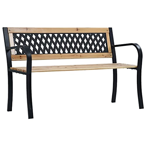 WDGJJFECNMUEHI Gartenbank 120 cm Holz Outdoor Garden Bench with Backrest, Weatherproof Solid Wood Steel Frame Patio Furniture for Terrace, Balcony, Porch, Durable Comfortable Seating WDGJJFECNMUEHI Gartenbank 120 cm Holz Outdoor Garden Bench with Backrest, Weatherproof Solid Wood Steel Frame Patio Furniture for Terrace, Balcony, Porch, Durable Comfortable Seating von WDGJJFECNMUEHI