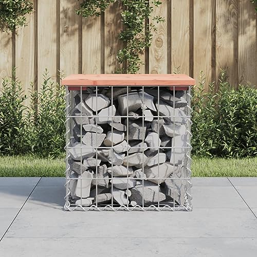 WDGJJFECNMUEHI Gartenbank Gabionen Douglasie Holz 43x44x42 cm Outdoor Sitzbank Gartenmöbel Terrasse rustikal stabil verzinkter Stahl langlebig pflegeleicht von WDGJJFECNMUEHI