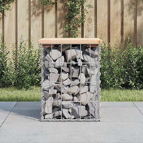 WDGJJFECNMUEHI Gartenbank Gabionen Kiefer Holz Bank Outdoor Sitzbank Gartenmöbel 33x31x42 cm rustikal stabil verzinkter Stahl für Terrasse Garten von WDGJJFECNMUEHI