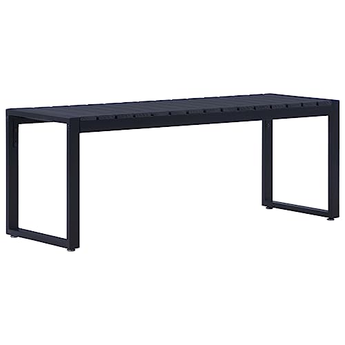 WDGJJFECNMUEHI Gartenbank Outdoor Garden Bench 120.5 cm Black PS Board with Iron Frame, Modern Patio Furniture for Relaxing and Entertaining Guests in Your Backyard von WDGJJFECNMUEHI