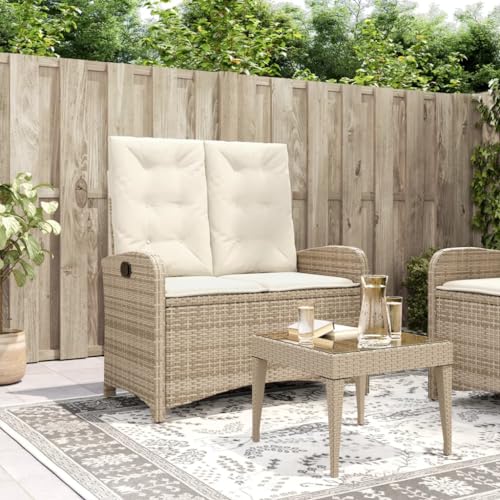 WDGJJFECNMUEHI Gartenbank Verstellbar Outdoor Lounge Sofa mit Kissen Beige PE Rattan Relaxliege für Garten Terrasse Balkon mit Verstellbarer Rückenlehne und Wetterfestem Stahlrahmen WDGJJFECNMUEHI Gartenbank Verstellbar Outdoor Lounge Sofa mit Kissen Beige PE Rattan Relaxliege für Garten Terrasse Balkon mit Verstellbarer Rückenlehne und Wetterfestem Stahlrahmen von WDGJJFECNMUEHI