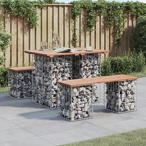 WDGJJFECNMUEHI Gartenbank aus Gabionen 100x70x72 cm Douglasie Holz Outdoor Bank Rattanoptik Gartenmöbel Terrasse Balkon Sitzbank wetterfest stabil langlebig von WDGJJFECNMUEHI