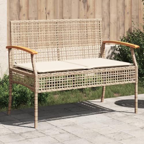 WDGJJFECNMUEHI Gartenbank mit Kissen Beige Outdoor Gartenmöbel Poly Rattan Akazienholz Sitzbank mit Polster für Terrasse Garten Relax Sitzgruppe wetterfest bequem WDGJJFECNMUEHI Gartenbank mit Kissen Beige Outdoor Gartenmöbel Poly Rattan Akazienholz Sitzbank mit Polster für Terrasse Garten Relax Sitzgruppe wetterfest bequem von WDGJJFECNMUEHI