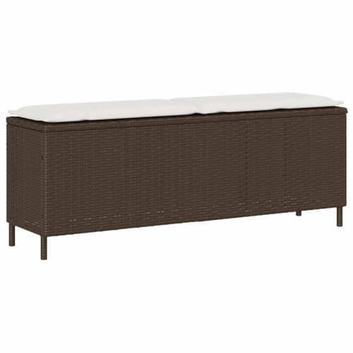 WDGJJFECNMUEHI Gartenbank mit Kissen Outdoor Gartenmöbel Braun PE Rattan 110x30x40,5 cm Wetterfest Bequem mit Polster Sitzbank für Terrasse Garten Balkon von WDGJJFECNMUEHI