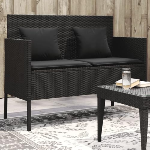 WDGJJFECNMUEHI Gartenbank mit Kissen Schwarz Poly Rattan Outdoor Sitzbank mit Stauraum wasserfester Beutel Gartenmöbel für Terrasse Garten Balkon PE Rattan Sofa Bank Sitzgruppe WDGJJFECNMUEHI Gartenbank mit Kissen Schwarz Poly Rattan Outdoor Sitzbank mit Stauraum wasserfester Beutel Gartenmöbel für Terrasse Garten Balkon PE Rattan Sofa Bank Sitzgruppe von WDGJJFECNMUEHI