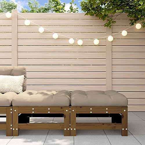 WDGJJFECNMUEHI Gartenhocker mit Kissen 2 STK. Honigbraun Massivholz Kiefer Outdoor Hocker Set mit Polster für Terrasse Garten Balkon Robust Stabil Modulares Design 110 kg Tragfähigkeit von WDGJJFECNMUEHI