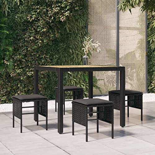 WDGJJFECNMUEHI Gartenhocker mit Kissen 4 STK. Schwarz PE Rattan Set Outdoor Hocker mit Polster Wetterfest Balkon Garten Terrasse Bequem Stabil 110kg Tragkraft WDGJJFECNMUEHI Gartenhocker mit Kissen 4 STK. Schwarz PE Rattan Set Outdoor Hocker mit Polster Wetterfest Balkon Garten Terrasse Bequem Stabil 110kg Tragkraft von WDGJJFECNMUEHI